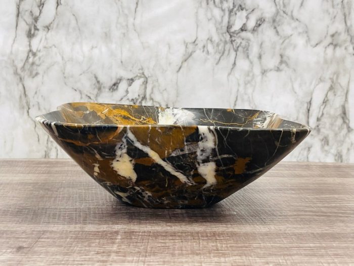 Black and Gold Marble Bowl | Fruit Bowl | Serving Bowl | Decorative Bowl | Home Decor | Coffee Table Centerpiece | Beautiful Gift