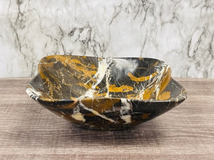 Black and Gold Marble Bowl | Fruit Bowl | Serving Bowl | Decorative Bowl | Home Decor | Coffee Table Centerpiece | Beautiful Gift