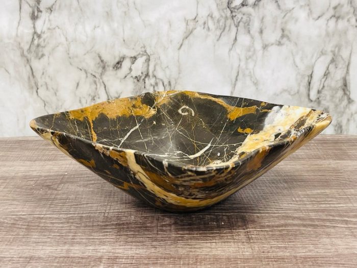 Black and Gold Marble Bowl | Fruit Bowl | Serving Bowl | Decorative Bowl | Home Decor | Coffee Table Centerpiece | Beautiful Gift