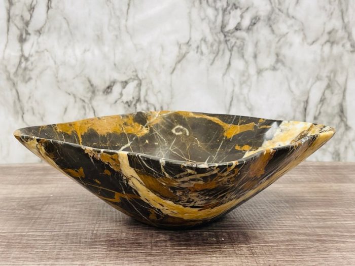 Black and Gold Marble Bowl | Fruit Bowl | Serving Bowl | Decorative Bowl | Home Decor | Coffee Table Centerpiece | Beautiful Gift