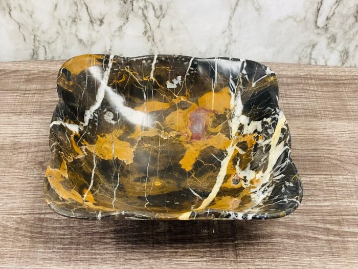 Black and Gold Marble Bowl | Fruit Bowl | Serving Bowl | Decorative Bowl | Home Decor | Coffee Table Centerpiece | Beautiful Gift