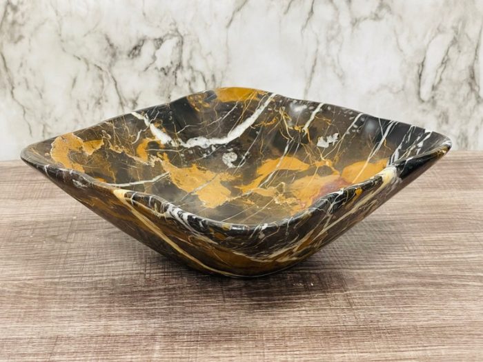 Black and Gold Marble Bowl | Fruit Bowl | Serving Bowl | Decorative Bowl | Home Decor | Coffee Table Centerpiece | Beautiful Gift