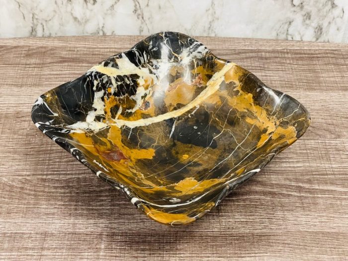 Black and Gold Marble Bowl | Fruit Bowl | Serving Bowl | Decorative Bowl | Home Decor | Coffee Table Centerpiece | Beautiful Gift