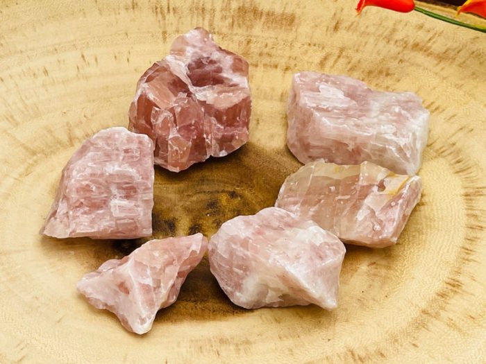 Strawberry Calcite Rough Stone Chunks | Strawberry Calcite Rock Crystal | Calcite Raw Specimen | Crystal Rocks | Improves Strength & Stamina