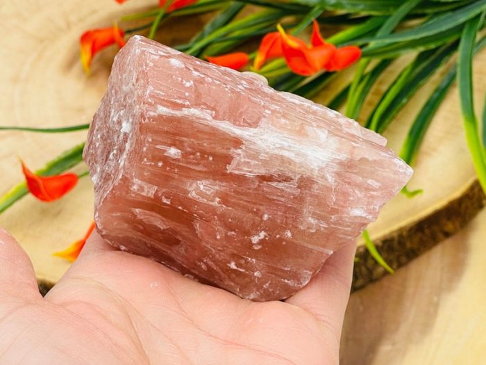 Strawberry Calcite Rough Stone Chunks | Strawberry Calcite Rock Crystal | Calcite Raw Specimen | Crystal Rocks | Improves Strength & Stamina