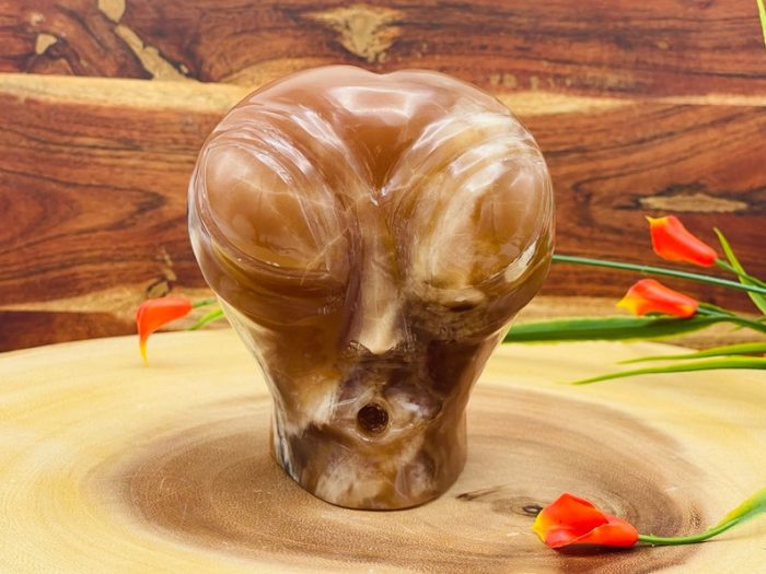 Caramel Calcite Alien Skull | Caramel Calcite Alien Head | Realistic Details | Handmade | Healing Crystal | Fine Art Sculpture