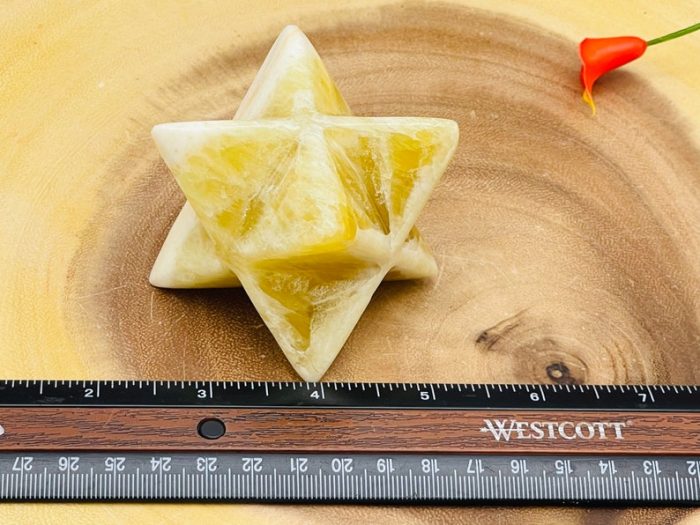 Pineapple Calcite Merkaba | Lemon Calcite Merkaba Star | Hand Carved Crystal | Metaphysical Pyramid | Meditation | Sacred Geometry Chakra