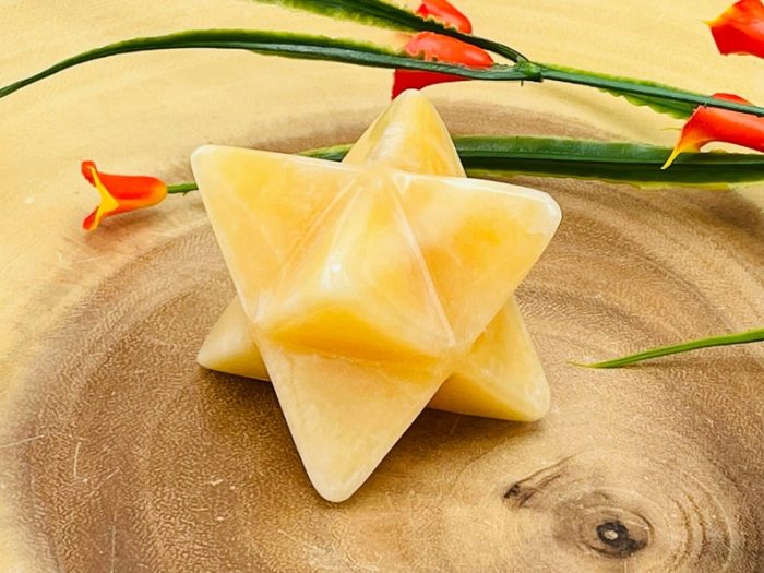 Yellow Calcite Merkaba | Orange Calcite Merkaba Star | Hand Carved Crystal | Double Pyramid Star Merkaba | Meditation | Reiki