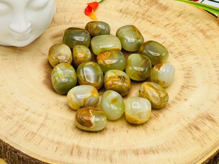 Green Banded Onyx Tumbled Stones | Green Banded Onyx Tumbled Rocks | Tumbled Crystals | Healing Crystals & Stones | Stress Reliever