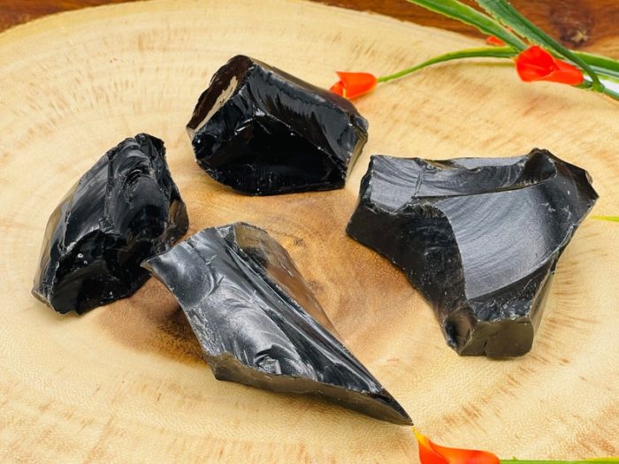 Black Obsidian Raw Chunks | Black Obsidian Rock Crystals | Rough Crystal specimen | Reiki | Healing Gemstones