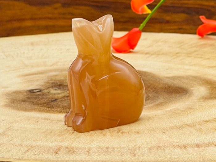 Honey Caramel Calcite Cat Figurine | Calcite Crystal Kitten | Standing Statuette | Metaphysical | Healing Crystal | Sacred Animal | 2 inch