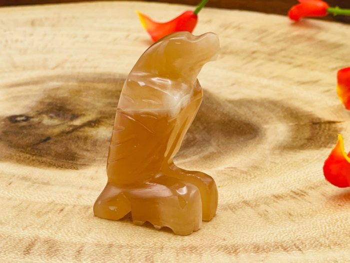 Honey Caramel Calcite Eagle Figurine | Crystal Animal Carving | Standing Statuette | Reiki Metaphysical Healing Crystal | Sacred Animal | 2"