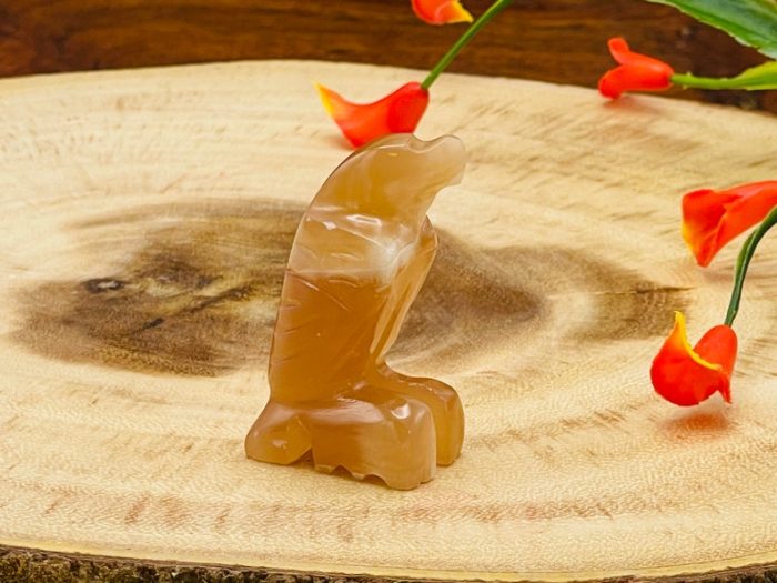 Honey Caramel Calcite Eagle Figurine | Crystal Animal Carving | Standing Statuette | Reiki Metaphysical Healing Crystal | Sacred Animal | 2"