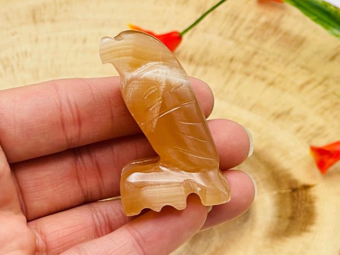 Honey Caramel Calcite Eagle Figurine | Crystal Animal Carving | Standing Statuette | Reiki Metaphysical Healing Crystal | Sacred Animal | 2"