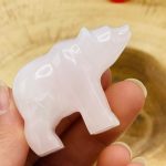 Rose Pink Mangano Fluorescent Calcite Bear Figurine | Pink Calcite Crystal Bear | Metaphysical | Healing Crystal | Sacred Animal | 2 inch