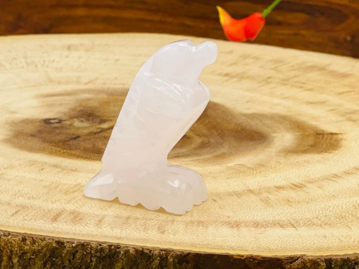 Rose Pink Mangano Fluorescent Calcite Eagle Figurine | Pink Calcite Crystal falcon | Metaphysical | Healing Crystal | Sacred Animal | 2"