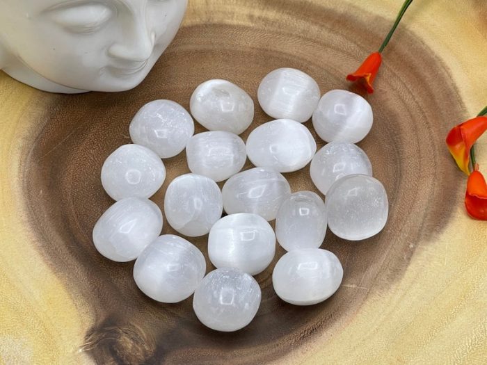 White Selenite Tumbled Stones | Polished Tumbled Gemstones | Selenite Tumbled Rocks | Healing Tumbled Crystals | Meditation | Reiki Stone