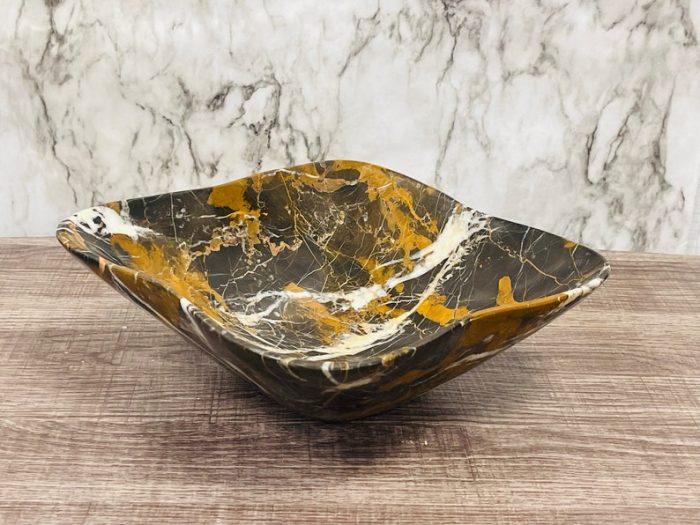 Black and Gold Marble Bowl | Fruit Bowl | Serving Bowl | Decorative Bowl | Home Decor | Coffee Table Centerpiece | Beautiful Gift