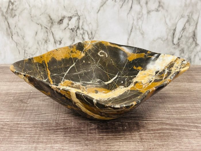 Black and Gold Marble Bowl | Fruit Bowl | Serving Bowl | Decorative Bowl | Home Decor | Coffee Table Centerpiece | Beautiful Gift