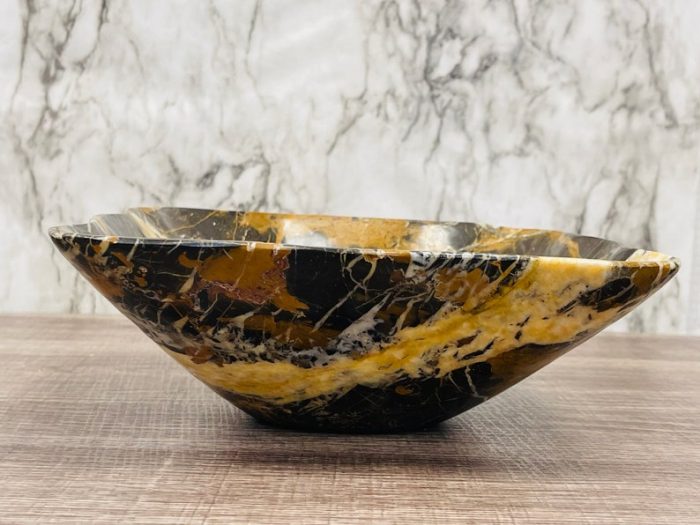 Black and Gold Marble Bowl | Fruit Bowl | Serving Bowl | Decorative Bowl | Home Decor | Coffee Table Centerpiece | Beautiful Gift