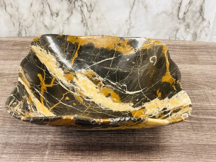 Black and Gold Marble Bowl | Fruit Bowl | Serving Bowl | Decorative Bowl | Home Decor | Coffee Table Centerpiece | Beautiful Gift