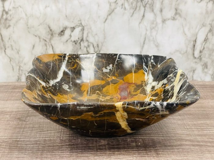 Black and Gold Marble Bowl | Fruit Bowl | Serving Bowl | Decorative Bowl | Home Decor | Coffee Table Centerpiece | Beautiful Gift