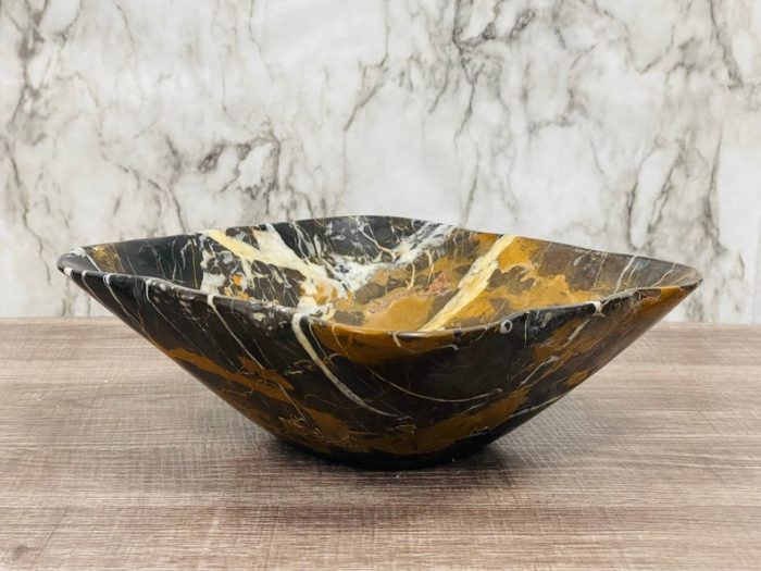 Black and Gold Marble Bowl | Fruit Bowl | Serving Bowl | Decorative Bowl | Home Decor | Coffee Table Centerpiece | Beautiful Gift