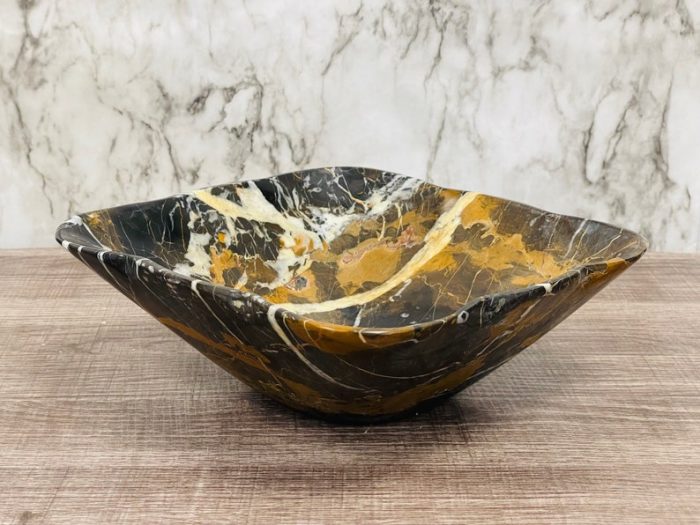 Black and Gold Marble Bowl | Fruit Bowl | Serving Bowl | Decorative Bowl | Home Decor | Coffee Table Centerpiece | Beautiful Gift