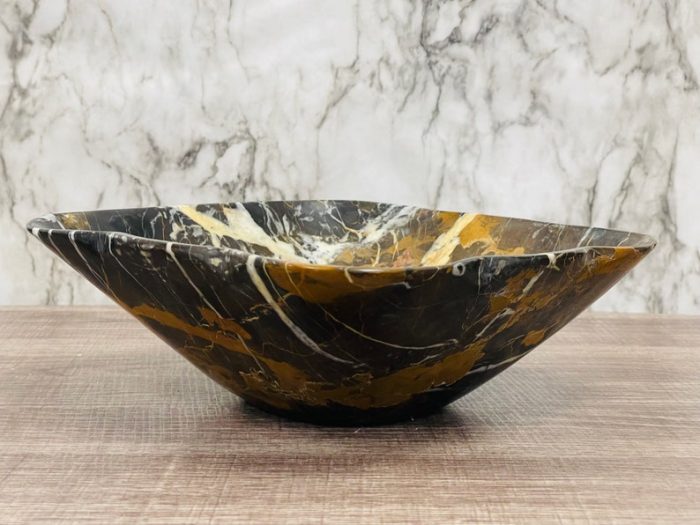 Black and Gold Marble Bowl | Fruit Bowl | Serving Bowl | Decorative Bowl | Home Decor | Coffee Table Centerpiece | Beautiful Gift