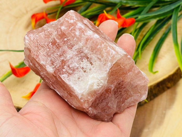 Strawberry Calcite Rough Stone Chunks | Strawberry Calcite Rock Crystal | Calcite Raw Specimen | Crystal Rocks | Improves Strength & Stamina