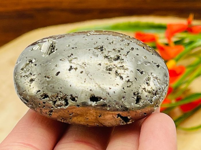 Pyrite Palm Stone | Golden Pyrite Palm Stone | Fools Gold Pyrite Crystal | Pocket Gemstone | Stress Reliever Reiki Crystal | Healing Chakra