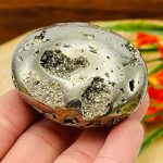 Pyrite Palm Stone | Golden Pyrite Palm Stone | Fools Gold Pyrite Crystal | Pocket Gemstone | Stress Reliever Reiki Crystal |  Healing Chakra