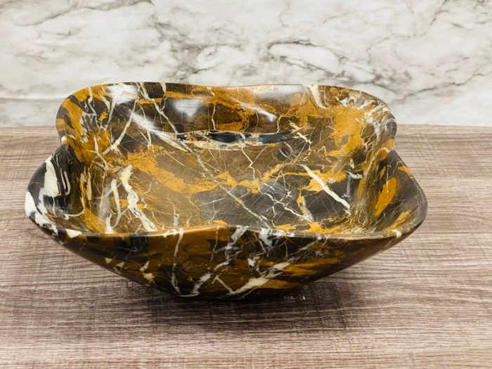 Black and Gold Marble Bowl | Fruit Bowl | Serving Bowl | Decorative Bowl | Home Decor | Coffee Table Centerpiece | Beautiful Gift