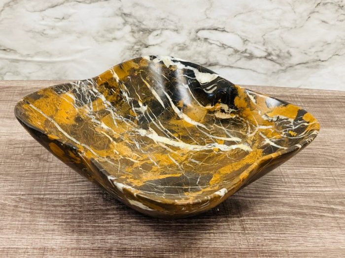 Black and Gold Marble Bowl | Fruit Bowl | Serving Bowl | Decorative Bowl | Home Decor | Coffee Table Centerpiece | Beautiful Gift