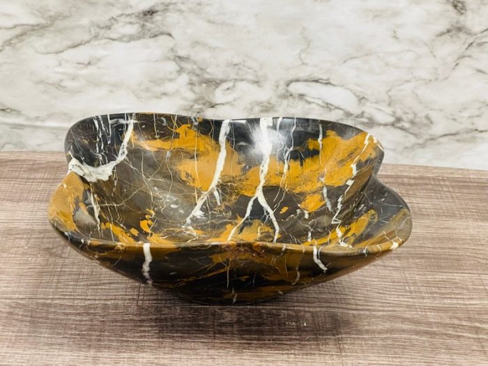 Black and Gold Marble Bowl | Fruit Bowl | Serving Bowl | Decorative Bowl | Home Decor | Coffee Table Centerpiece | Beautiful Gift