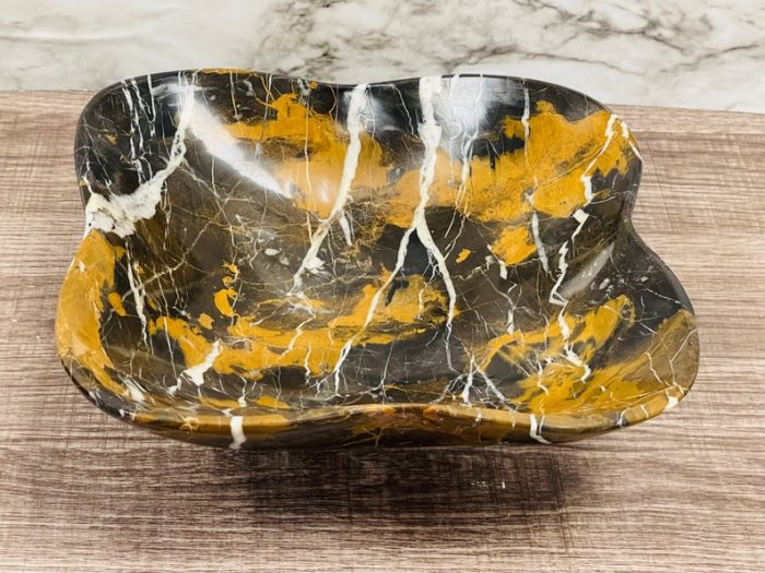 Black and Gold Marble Bowl | Fruit Bowl | Serving Bowl | Decorative Bowl | Home Decor | Coffee Table Centerpiece | Beautiful Gift