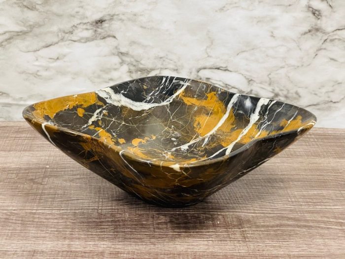 Black and Gold Marble Bowl | Fruit Bowl | Serving Bowl | Decorative Bowl | Home Decor | Coffee Table Centerpiece | Beautiful Gift