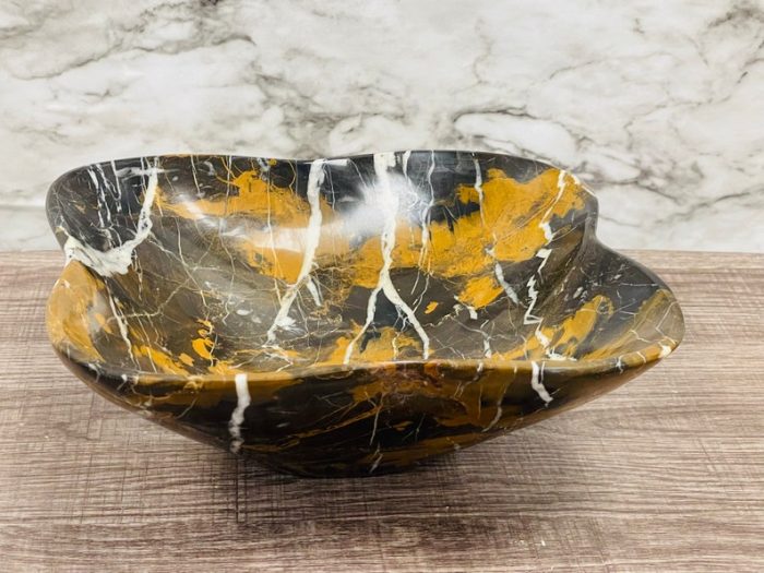 Black and Gold Marble Bowl | Fruit Bowl | Serving Bowl | Decorative Bowl | Home Decor | Coffee Table Centerpiece | Beautiful Gift