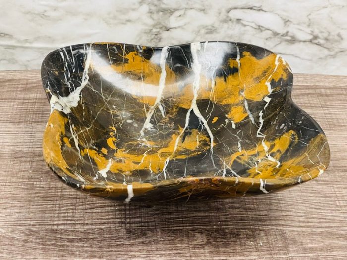 Black and Gold Marble Bowl | Fruit Bowl | Serving Bowl | Decorative Bowl | Home Decor | Coffee Table Centerpiece | Beautiful Gift