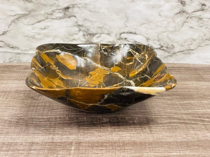 Black and Gold Marble Bowl | Fruit Bowl | Serving Bowl | Decorative Bowl | Home Decor | Coffee Table Centerpiece | Beautiful Gift