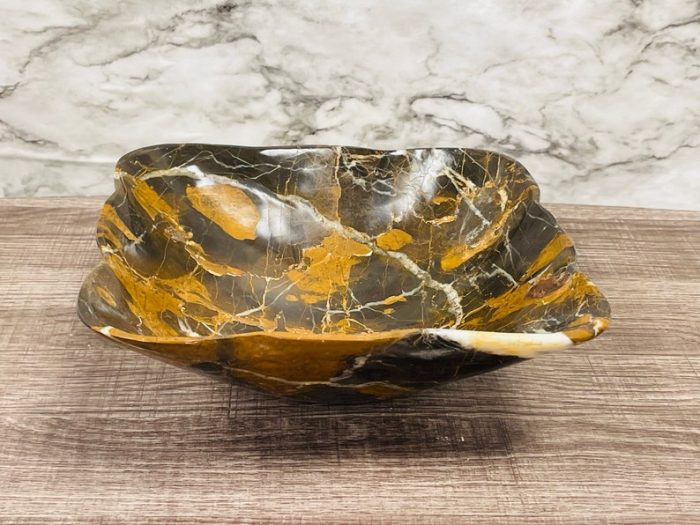 Black and Gold Marble Bowl | Fruit Bowl | Serving Bowl | Decorative Bowl | Home Decor | Coffee Table Centerpiece | Beautiful Gift