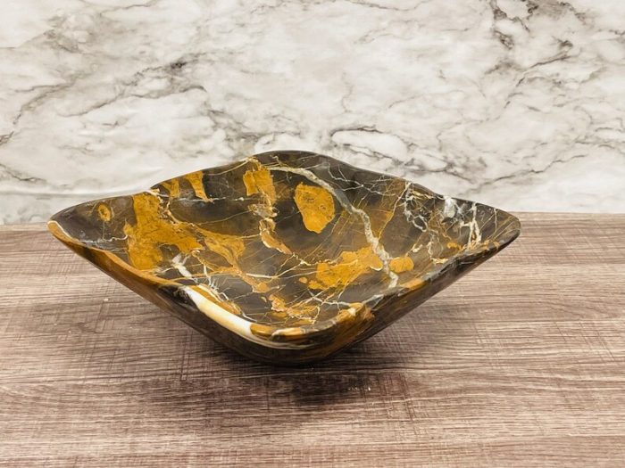 Black and Gold Marble Bowl | Fruit Bowl | Serving Bowl | Decorative Bowl | Home Decor | Coffee Table Centerpiece | Beautiful Gift