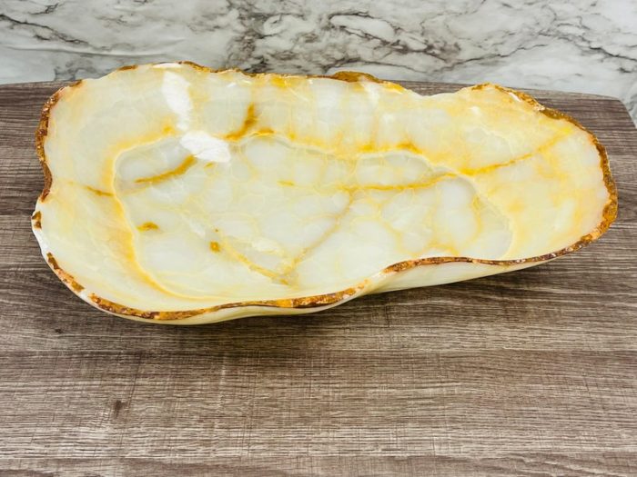 Banded Onyx Free Form Bowl With Rough Rustic Edge Details | Beautiful Center Piece | Decoration Bowl | Serving Bowl