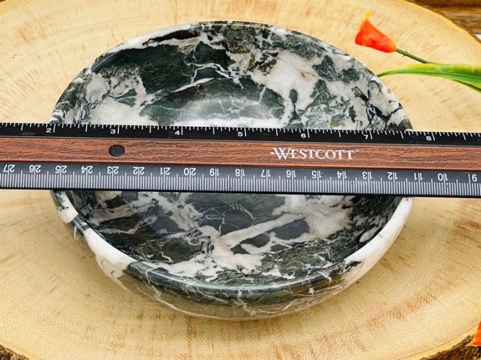 Green & White Marble Round Bowl | Fruit Bowl | Serving Bowl | Decorative Bowl | Home Decor | Beautiful Gift | 6 inch Diameter