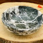 Green & White Marble Round Bowl | Fruit Bowl | Serving Bowl | Decorative Bowl | Home Decor | Beautiful Gift | 6 inch Diameter