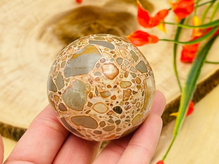 Leopardite Sphere | Leopardite Jasper | Leopardite Agate | Chakra Healing Crystal | Cleansing & Balance | Metaphysical Crystal | 50 - 60 mm