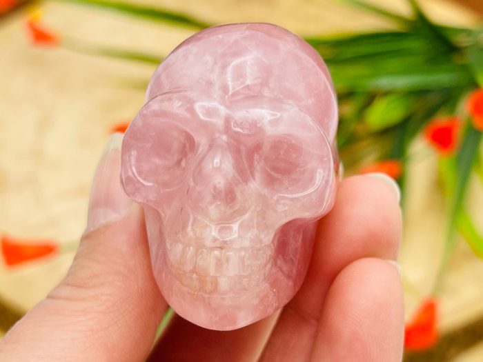 Rose Quartz Skull | Rose Quartz Crystal Skull | Realistic Details | Healing Fine Art Sculpture | Metaphysical Stone | 2 inch