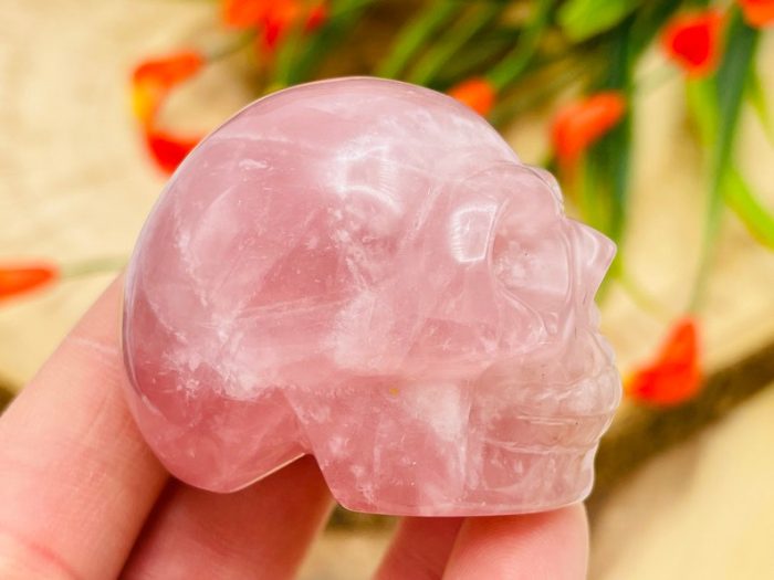 Rose Quartz Skull | Rose Quartz Crystal Skull | Realistic Details | Healing Fine Art Sculpture | Metaphysical Stone | 2 inch