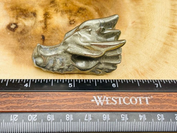 Pyrite Crystal Dragon Head | Pyrite Fools Gold Dragon Skull | Realistic Details | Healing Fine Art Sculpture | 2 Inch