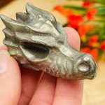 Pyrite Crystal Dragon Head | Pyrite Fools Gold Dragon Skull | Realistic Details | Healing Fine Art Sculpture | 2 Inch
